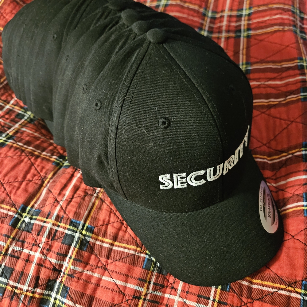 12 Black Security Hat Lot Of 12